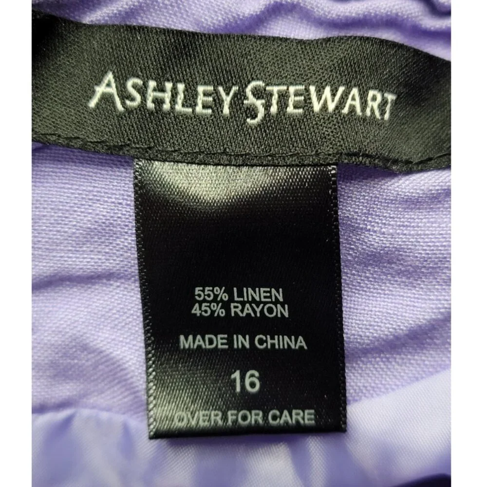 Ashley Stewart Purple Linen Crochet Detail Dress 16